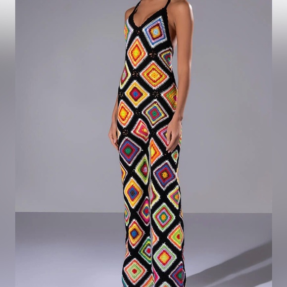 NWT Multicolor Crochet halter Jumpsuit - Picture 7 of 7